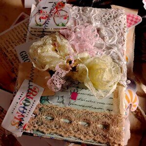 Beautiful lace handmade machine sewn junk journal handmade